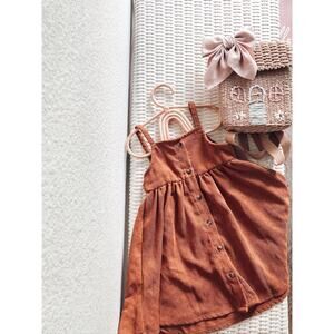 Falling For Autumn Cinnamon Corduroy Button Front Minimalist Dress 3T